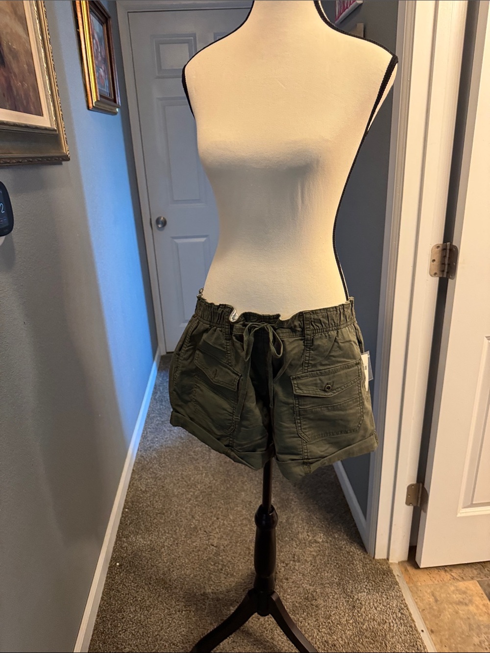 Pilcro Olive Green Utility Cargo Shorts